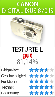 Testbericht zur Canon  Digital IXUS 870 IS