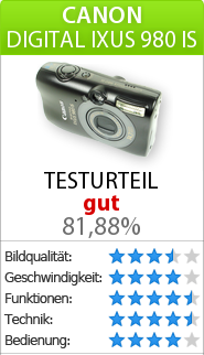 Testbericht zur Canon  Digital IXUS 980 IS