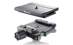 Manfrotto 323 Schnellwechseleinrichtung (Nachrüstung für Stative ohne Schnellwechselsystem) & MCLAMP Smartphone Halterung, schwarz